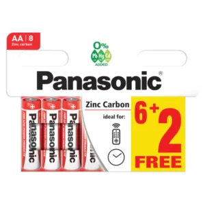 The product you are referring to is a pack of 8 Panasonic AA batteries made with zinc carbon technology. These batteries are designated as R03, with a voltage of 1.5V. They are...