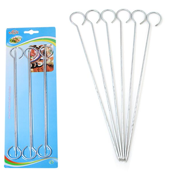 The product you are referring to is a set of metal BBQ skewers, specifically designed for grilling kebabs. Each skewer measures 25cm in length, and the pack contains a total of...