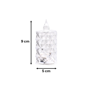 The product you described appears to be a battery-operated LED candle lamp. It is made from transparent plastic and features a patterned design. The dimensions of the lamp are 9...