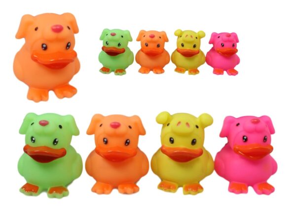 The product you mentioned seems to be a pet dog toy, specifically a squeaky duck dressed in an animal suit. It measures 7 cm and comes in assorted colors. The item likely has a...