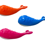 The product you're describing appears to be a pet toy designed for dogs. It's a whale-shaped squeaky toy, featuring a design with stars and dog bones. The toy is 12 cm in size...