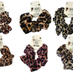 The product you're describing seems to be a set of hair accessories, specifically hair bobble elastic scrunchies with a leopard print design. These scrunchies are approximately...