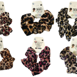 The product you're describing seems to be a set of hair accessories, specifically hair bobble elastic scrunchies with a leopard print design. These scrunchies are approximately...