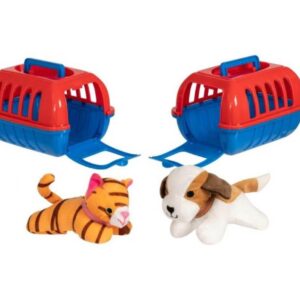 The product you're referring to appears to be a children's toy set that includes a soft pet cat or dog housed in a plastic cage. It's available in assorted colors, which means...