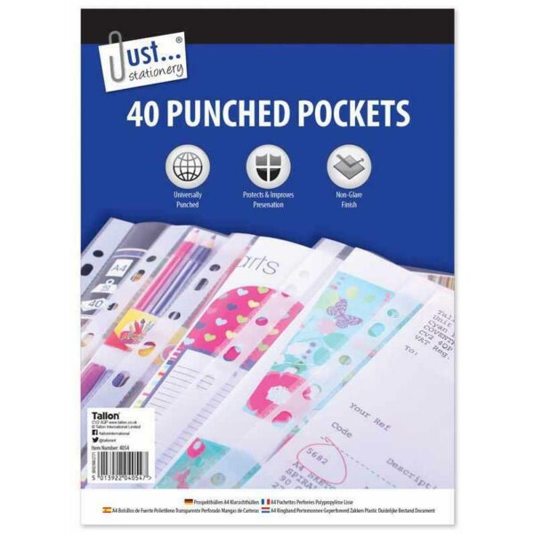 The product you're referring to is a case containing 10 packs of A4 clear plastic wallets. Each wallet is poly punched and includes 40 pockets. These are typically used for...