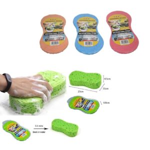 The product you're referring to is a compressed expanding kitchen and bathroom cleaning sponge, which measures approximately 4-5 cm and comes in assorted colors. The "Large...