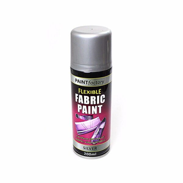 The product you're referring to is a flexible fabric spray paint in a silver color, produced by Paint Factory. It is designed for use on a variety of materials, including...