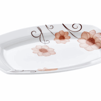 The product you're referring to is a Melamine Oval Service Tray or Dinner Plate with dimensions of 15 x 21 cm. It comes in assorted designs, which means you can expect a variety...