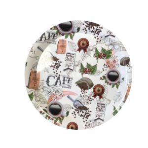 The product you're referring to is a Plastic Round Serving Tray that measures 38 cm in diameter. It features a printed design and comes in assorted designs, which means there...