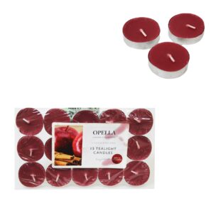 The product you're referring to is a set of 12 tealight candles from Opella, scented with apple and cinnamon. Each candle in the set has a burn time of approximately 3.5 hours....