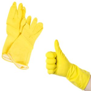 The product you're referring to seems to be a pair of yellow latex household gloves in size large. These gloves are described as durable, soft, and flexible, making them...