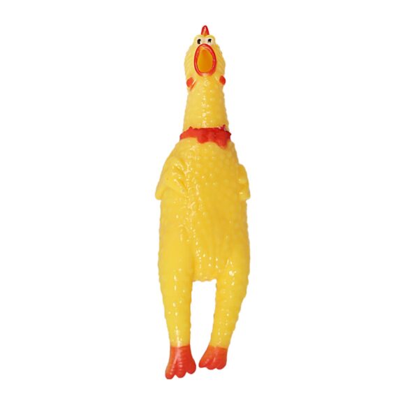 The product you're referring to seems to be a squeaky dog toy shaped like a chicken. These types of toys are often made from rubber or latex and are designed to make a loud,...