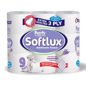 The Purrfs Softlux White Toilet Paper 9 Pack Lavender is a product that includes nine rolls of toilet paper per pack, and it features a lavender scent. If you are referring to a...