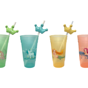 The "Reusable Plastic Drinking Cup with Straw and Printed Design 15 cm Assorted Designs 7531" is a versatile drinking cup designed for everyday use. It is made from durable...