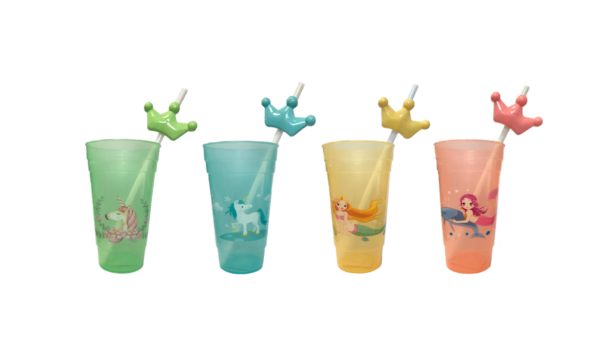 The "Reusable Plastic Drinking Cup with Straw and Printed Design 15 cm Assorted Designs 7531" is a versatile drinking cup designed for everyday use. It is made from durable...