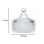 The Ribbed Glass Candy Sweets Sugar Storage Bowl Jar with Lid is a decorative and functional container designed to store candies, sweets, sugar, or other small items. The jar...