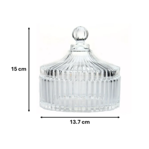 The Ribbed Glass Candy Sweets Sugar Storage Bowl Jar with Lid is a decorative and functional container designed to store candies, sweets, sugar, or other small items. The jar...