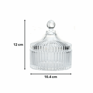 The Ribbed Glass Candy Sweets Sugar Storage Bowl Jar with Lid is a decorative and functional container that measures 12 x 10.4 cm. It is designed for storing candies, sweets,...