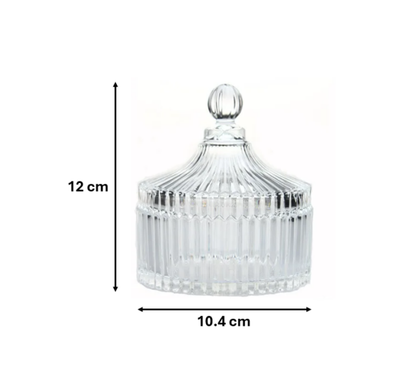 The Ribbed Glass Candy Sweets Sugar Storage Bowl Jar with Lid is a decorative and functional container that measures 12 x 10.4 cm. It is designed for storing candies, sweets,...