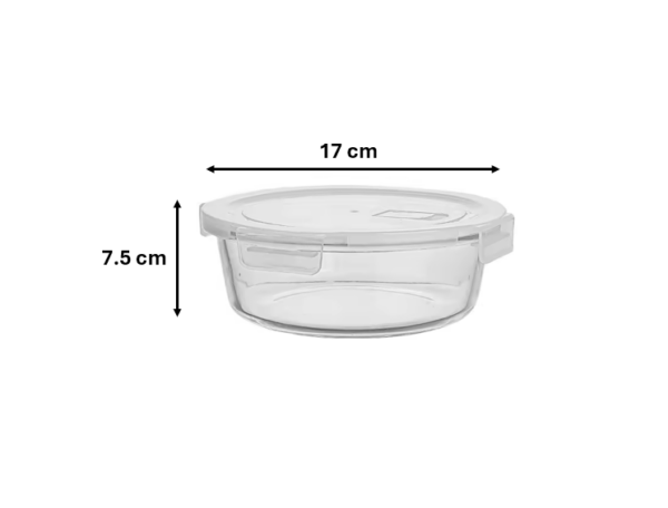 The Round Glass Food Storage Container with Air Vent has a capacity of 880ml and is identified by the model number 7764. This container is designed to store various food items...