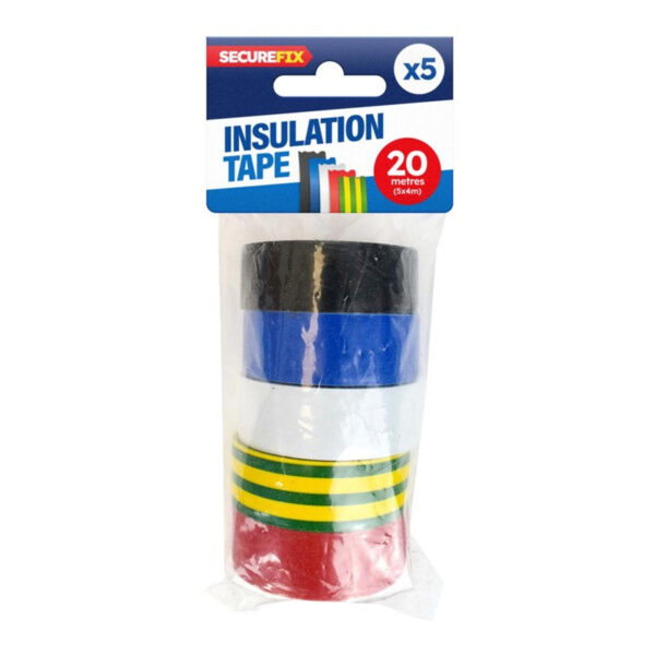 The Secure Fix Insulation Tape Colour Coded PVC 4m 5 Pack is a package of electrical insulation tapes that are typically used for various electrical applications. These tapes...