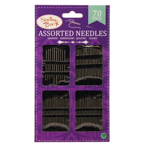 The "Sewing Box Assorted Sewing Needles 70 Pack - Case of 12" typically refers to a wholesale package that includes 12 individual packs of sewing needles, with each pack...