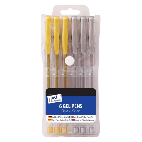 The Silver & Gold Gel Ink Pens 6 Pack typically includes three silver ink pens and three gold ink pens. These pens are popular for their smooth writing experience and metallic...