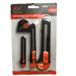 The Snap-Off Blade Knives Stanley Knife Set 4pcs 6916 is a set of utility knives commonly used for precision cutting in various applications, such as crafts, DIY projects, and...