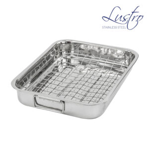 The SQ Lustro Lasagne Oven Roasting Tin Tray with Rack is a versatile kitchen accessory designed for baking and roasting. It measures 31 cm in width, 24 cm in depth, and 5 cm in...