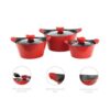 The SQ Pro Caia 3 Pack Die Cast Stock Pot set includes three stock pots in sizes 20cm, 24cm, and 28cm, all in a red color. The model number for this set is P97101/7423. These...