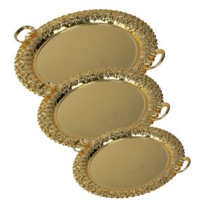 The SQ Professional Durane Ornate Party Serving Tray Gold 51532FG is a set of three round serving trays. These trays are designed with an elegant and ornate pattern, making them...