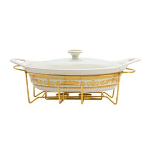 The SQ Professional Durane Porcelain Banquet Chafing Dish is a serving dish designed for keeping food warm during events or gatherings. It has a capacity of 1.5 liters, making...