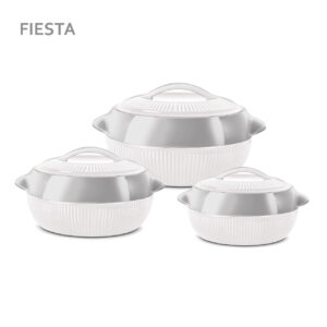 The SQ Professional Fiesta Insulated Casserole Hot Pot Set is a collection designed to keep food hot for extended periods. This particular set includes three different-sized...