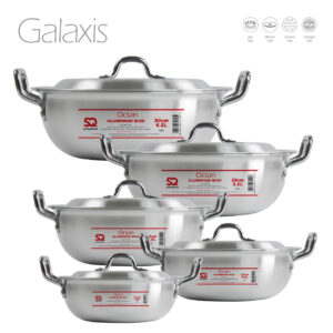 The SQ Professional Galaxis Octan Aluminium Pot Karahi Set is a collection of cookware that includes five pots of varying sizes: 21cm, 23cm, 25cm, 26cm, 27cm, and 30cm. These...