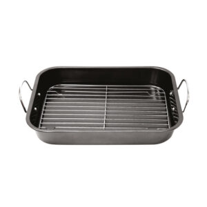 The SQ Professional Non-Stick Roasting Tray with Rack is a kitchen product designed for roasting and baking. It measures 37 x 29 x 5.5 cm and has a capacity of 3.5 liters. The...