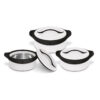 The SQ Zenith Insulated Casserole Set is a three-piece collection featuring casseroles with capacities of 1 liter, 1.5 liters, and 2.5 liters. The set comes in a white and black...