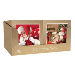 The "Square Boxed Christmas Cards Traditional Santa 10 Pack" is likely a set of Christmas greeting cards featuring a classic or traditional image of Santa Claus. These cards are...