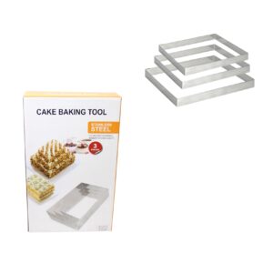 The Stainless Steel Cake Baking Tool Rectangle Mould is a set of baking pans typically available in three sizes: 25cm, 20cm, and 15cm. These sizes refer to the dimensions of the...