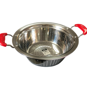 The "Stainless Steel Colander Strainer with Two Handles 34cm SG9041" is a kitchen tool designed for straining and draining various foods such as pasta, vegetables, and fruits....