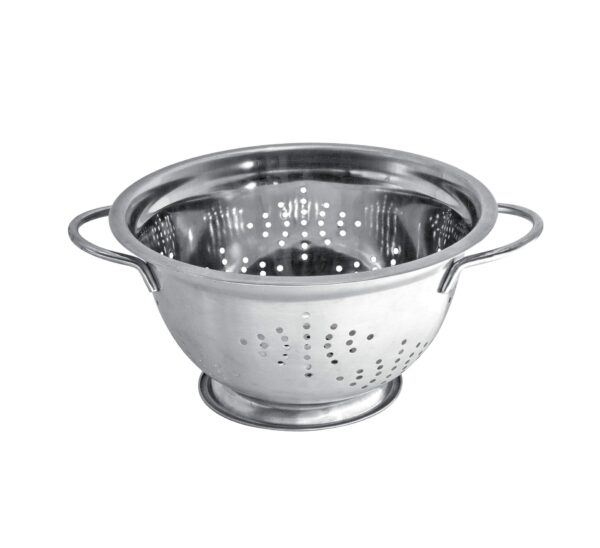 The Stainless Steel Deep Colander with Double Handles is a kitchen utensil designed for straining salads, pasta, vegetables, and other foods. It measures 24 x 13.5 cm, providing...