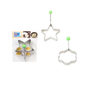 The Stainless Steel Egg Mould Star Flower Shaped Easy Handle Bake Mould is a kitchen tool designed to shape eggs or other foods into a star or flower shape. The mould measures...