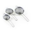 The "Stainless Steel Fine Mesh Strainer Sieve Set of 3 Assorted Sizes 1049 A" likely refers to a kitchen tool set that includes three strainers of different sizes. These are...