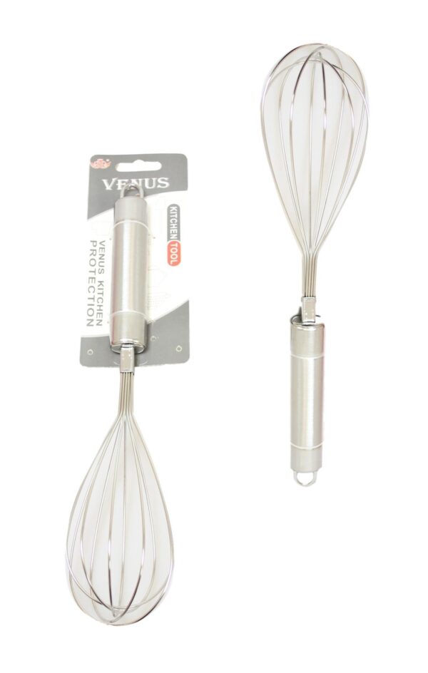 The "Stainless Steel Kitchen Whisk Egg Beater 26cm 5557" is likely a kitchen tool designed for mixing and beating ingredients, particularly eggs. Made from stainless steel, it...