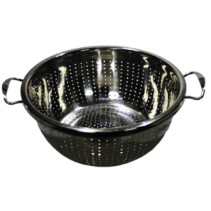 The "Stainless Steel Strainer Bowl Colander" is a kitchen tool designed for straining and rinsing foods such as pasta, vegetables, and fruits. This particular model features two...