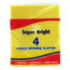 The "Super Bright Sponge Cloths 4 Pack Large - Case of 10" typically refers to a bulk package containing 10 cases, each with 4 large sponge cloths, making a total of 40 cloths....