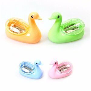 The Swan Duck Shaped Pencil Sharpener is a stationery item designed in the shape of a swan or duck, adding a whimsical touch to your desk accessories. It comes in assorted...