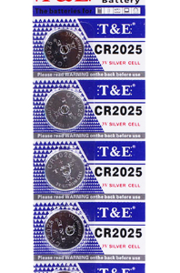 The T&E Lithium 3V Silver Cell Coin Battery CR2025 is a pack containing five CR2025 batteries. These are typically used in small electronic devices such as watches, calculators,...