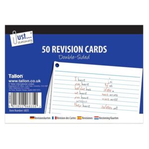 The Tallon Revision Card Double Sided 10.5 x 15cm 50 Pack is a set of index cards designed for study and note-taking purposes. Each card in the pack measures 10.5 by 15...