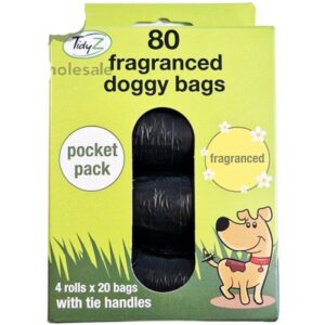 The TidyZ Doggy Bags Fragranced 80 Pack likely refers to a product designed for pet owners to conveniently and hygienically dispose of dog waste. These bags are typically...