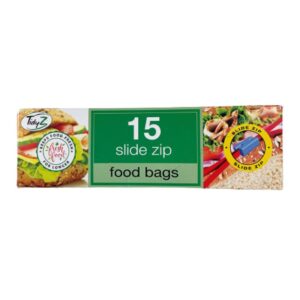 The TidyZ Resealable Slide Zip Food Bags, available in a 15-pack, are designed for food storage and organization. These bags typically feature a slide zip mechanism, making them...